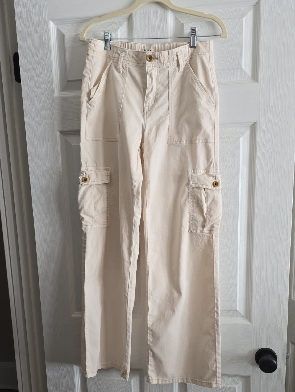 Roxy Cream High-Waist Cargo Pants
